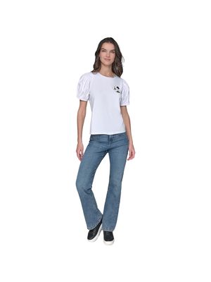 Camiseta Karl Lagerfeld con mangas abullonadas y apliques metálicos para mujer
