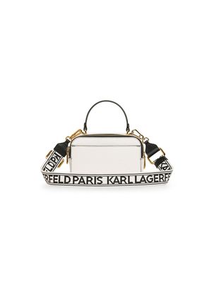 Bolso Karl Lagerfeld tipo cámara con aplique metálico geométrico para mujer