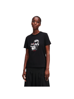 Camiseta karl lagerfeld con gráfico icónico Karl y Choupette para mujer